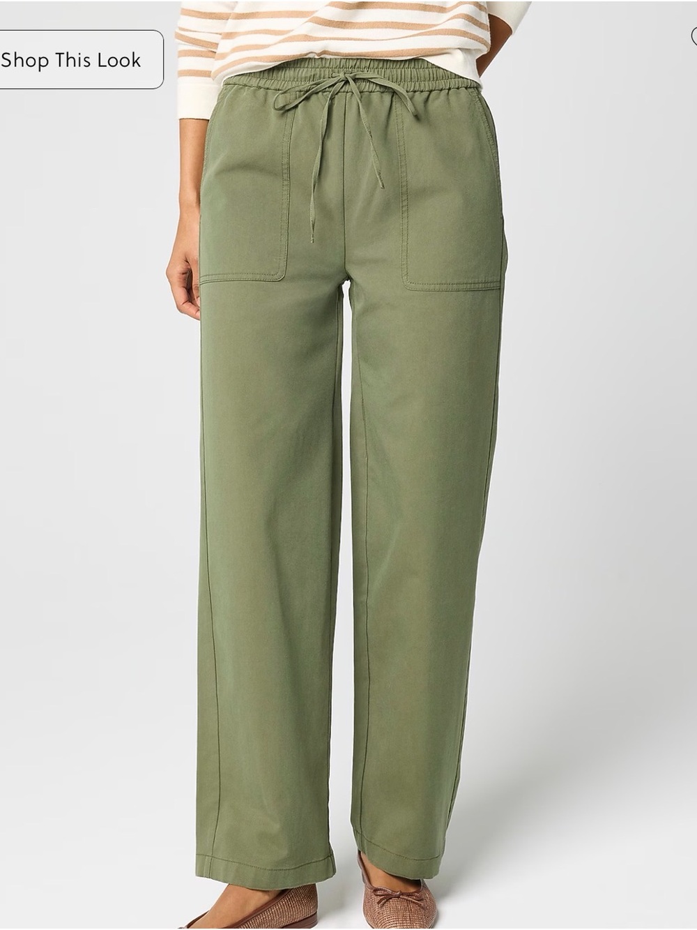 J. Crew Olive Green Drawstring Wide-Leg Pants